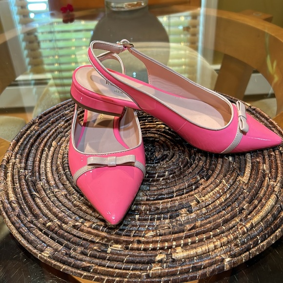 Kate Spade pink and beige patent leather slingback shoes. - Picture 2 of 8